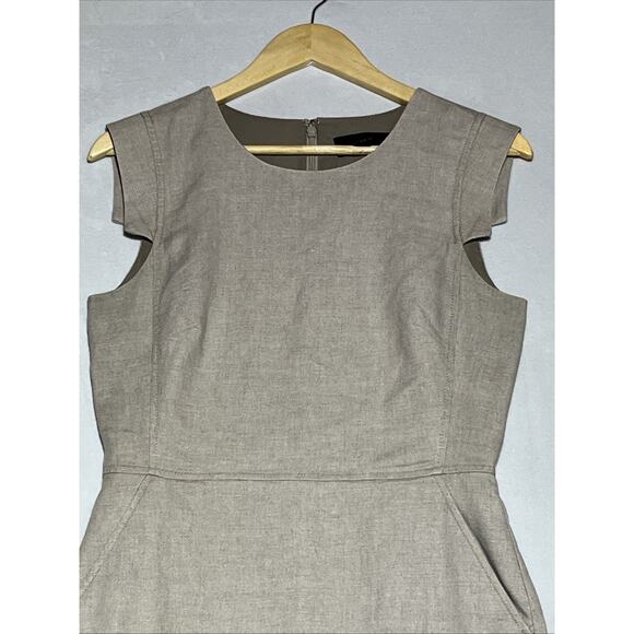 J Crew Resume Dress in Stretch Linen Blend Size 4 Natural Tan Career Work Office - Picture 3 of 12